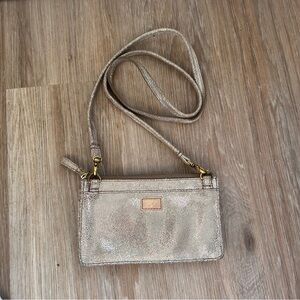 Fossil Metallic Leather Crossbody Wallet Clutch bag purse